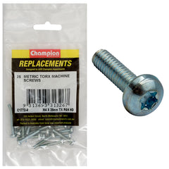 Champion - Machine Screws - Pan - Torx (tx) - M4 x 25mm - Zinc Plated | C1772-4
