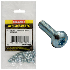 Champion - Machine Screws - Pan - Torx (tx) - M5 x 10mm - Zinc Plated | C1772-6