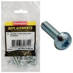 Champion - Machine Screws - Pan - Torx (tx) - M5 x 25mm - Zinc Plated | C1772-9
