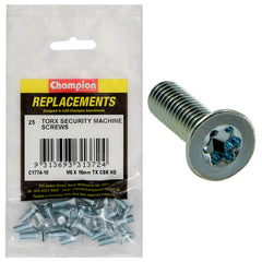 Champion - Machine Screws - Countersunk - Torx (tx) - M6 x 16mm - Zinc Plated | C1774-10