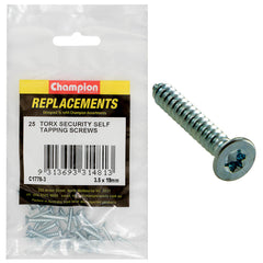 Champion - Self Tapping - Screws - Countersunk - Torx (tx) - 3.5 x 19mm - Zinc Plated | C1778-3