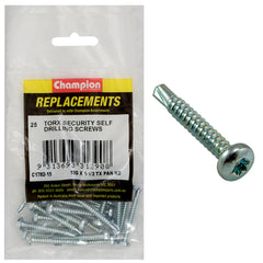 Champion - Self Drilling Screws - Pan - Torx (tx) - 4.8 x 38mm - Zinc Plated | C1782-15