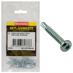 Champion - Self Drilling Screws - Pan - Torx (tx) - 3.5 x 19mm - Zinc Plated | C1782-3