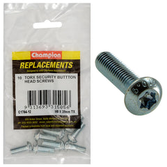 Champion - Machine Screws - Button Head - Torx (tx) - M8 x 20mm - Zinc Plated | C1784-12