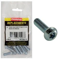 Champion - Machine Screws - Button Head - Torx (tx) - M8 x 25mm - Zinc Plated | C1784-13