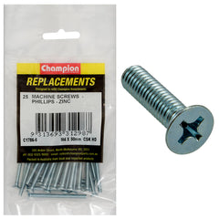 Champion - Machine Screws - Countersunk - Phillips - M4 x 50mm - Zinc Plated | C1786-6