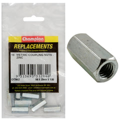 Champion - Hex Coupler Nuts - M6 x 25 1.00mm - Zinc Plated | C1796-2