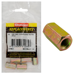 Champion - Hex Coupler Nuts - M8 x 25 1.25mm - Zinc Plated | C1796-3