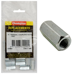 Champion - Hex Coupler Nuts - 5/16" x 1" - UNC - Zinc Plated | C1796-8