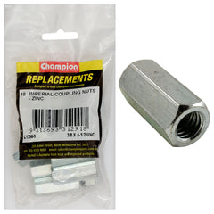 Champion - Hex Coupler Nuts - 3/8" x 1 - 1/2" - UNC - Zinc Plated | C1796-9