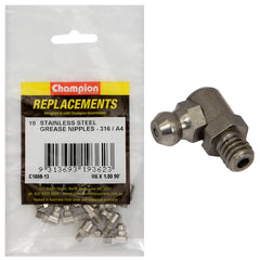 Champion - Grease Nipples Stainless Steel M6 x 1.00mm - 90°-316/a4 | C1808-13