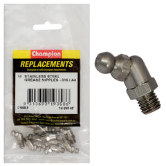 Champion - Grease Nipples Stainless Steel 1/4" Unf-45°-316/a4 | C1808-8