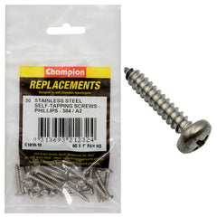 Champion - Self Tapping Screws - Pan - Phillips Stainless Steel 4.2 x 25mm - 304/a2 | C1810-10