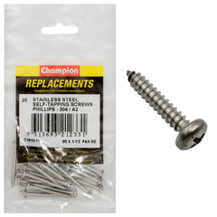 Champion - Self Tapping Screws - Pan - Phillips Stainless Steel 4.2 x 38mm - 304/a2 | C1810-11
