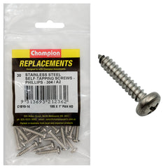 Champion - Self Tapping Screws - Pan - Phillips Stainless Steel 4.8 x 25mm - 304/a2 | C1810-14