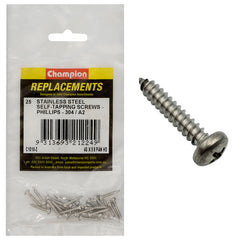 Champion - Self Tapping Screws - Pan - Phillips Stainless Steel 2.9 x 16mm - 304/a2 | C1810-2