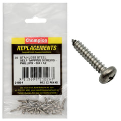Champion - Self Tapping Screws - Pan - Phillips Stainless Steel 3.5 x 13mm - 304/a2 | C1810-4