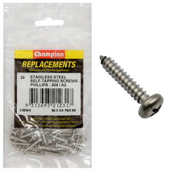 Champion - Self Tapping Screws - Pan - Phillips Stainless Steel 4.2 x 19mm - 304/a2 | C1810-9