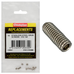 Champion - Socket Grub Screws Stainless Steel 3/16" x 3/16" - BSW - 316/a4 | C1816-1