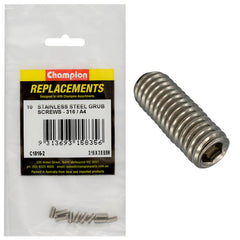 Champion - Socket Grub Screws Stainless Steel 3/16" x 3/8" - BSW - 316/a4 | C1816-2