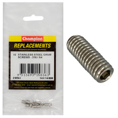 Champion - Socket Grub Screws Stainless Steel 1/4" x 1/4" - BSW - 316/a4 | C1816-3