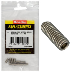 Champion - Socket Grub Screws Stainless Steel 1/4" x 1/2" - BSW - 316/a4 | C1816-4