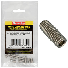 Champion - Socket Grub Screws - Stainless Steel - 5/16" x ⅝" | C1816-6