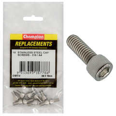 Champion - Socket Head Cap Screws Stainless Steel M6 x 10mm - 316/a4 | C1817-4