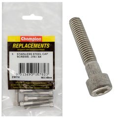 Champion - Socket Head Cap Screws Stainless Steel M6 x 40mm - 316/a4 | C1817-8