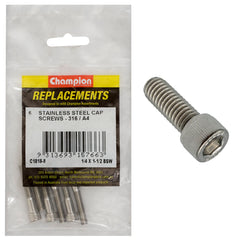 Champion - Socket Head Cap Screws Stainless Steel 1/4" x 1 - 1/2" - BSW - 316/a4 | C1818-8