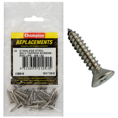 Champion - Self Tapping Screws - Countersunk - Phillips Stainless Steel 4.8 x 25mm - 304/a2 | C1820-14