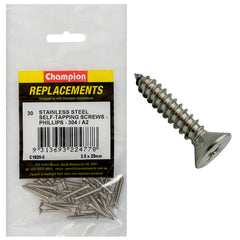 Champion - Self Tapping Screws - Countersunk - Phillips Stainless Steel 3.5 x 25mm - 304/a2 | C1820-6