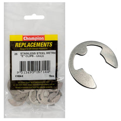 Champion - E - Clips Stainless Steel 15mm Shaft - 316/a4 | C1824-8