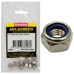 Champion - HEX NUTS-SELF LOCKING-NYLON INSERT-STAINLESS STEEL-M8 x 1.25mm-316/A4 | C1836-4