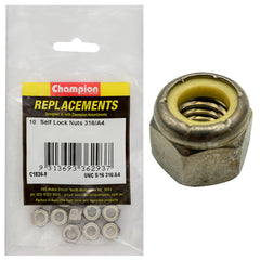 Champion - HEX NUTS-SELF LOCKING-NYLON INSERT-STAINLESS STEEL-5/16"-UNC-316/A4 | C1836-8
