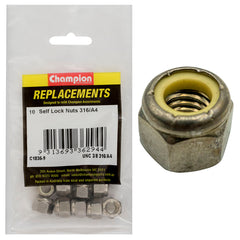 Champion - HEX NUTS-SELF LOCKING-NYLON INSERT-STAINLESS STEEL-3/8"-UNC-316/A4 | C1836-9
