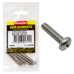 Champion - Machine Screws - Pan - Phillips Stainless Steel 1/4" x 2" - 304/a2 | C1860-10
