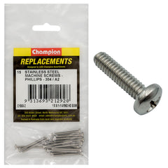 Champion - Machine Screws - Pan - Phillips Stainless Steel 1/8" x 1 - 1/4" - 304/a2 | C1860-2