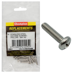 Champion - Machine Screws - Pan - Phillips Stainless Steel 3/16" x 3/4" - 304/a2 | C1860-5
