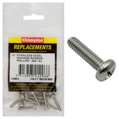 Champion - Machine Screws - Pan - Phillips Stainless Steel 3/16" x 1" - 304/a2 | C1860-6