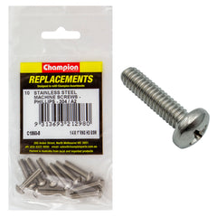 Champion - Machine Screws - Pan - Phillips Stainless Steel 1/4" x 1" - 304/a2 | C1860-8