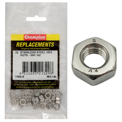 Champion - Hex Plain Nuts Stainless Steel M6 x 1.00mm - 304/a2 | C1870-16