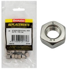 Champion - Hex Plain Nuts Stainless Steel 3/8" - UNC - 316 A4 | C1875-10