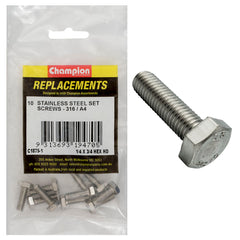 Champion - Hex Set Screws Stainless Steel 1/4" x 3/4" - UNC - 316/a4 | C1875-1