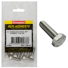 Champion - Hex Set Screws Stainless Steel 5/16" x 1" - UNC - Grade - 316/a4 | C1875-4