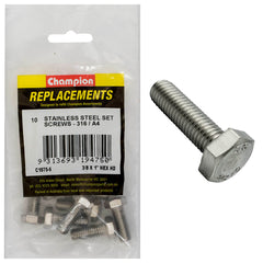 Champion - Hex Set Screws Stainless Steel 3/8" x 1" - UNC - 316/a4 | C1875-6