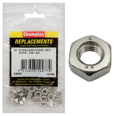 Champion - Hex Plain Nuts Stainless Steel 1/4" - UNC - 316/a4 | C1875-8