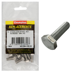Champion - Hex Set Screws Stainless Steel M8 x 20mm - 304/a2 | C1880-9