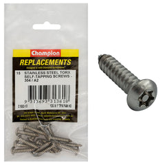 Champion - Self Tapping - Screws - Pan - Torx (tpx) Stainless Steel 5.5 x 25mm - 304/a2 | C1882-13