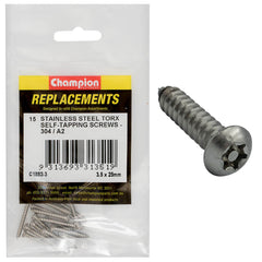 Champion - Self Tapping - Screws - Pan - Torx (tpx) Stainless Steel 3.5 x 25mm - 304/a2 | C1882-3